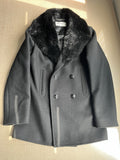46 Saint Laurent Nutria real fur collar wool peacoat jacket