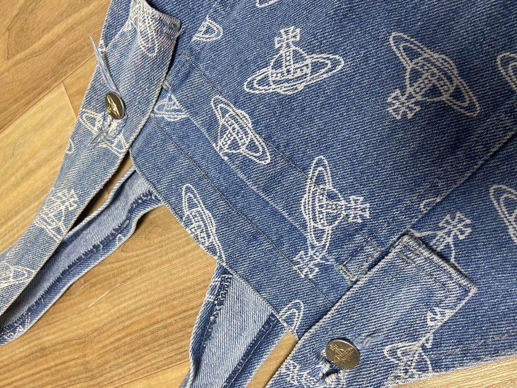 L Vivienne westwood VINTAGE 80s 90s Orb suspender denim pants Jumpsuit England