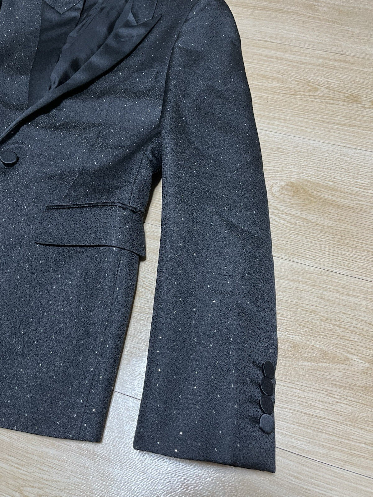 44 Saint laurent glitter Le smoking peaked lapel blazer suit jacket