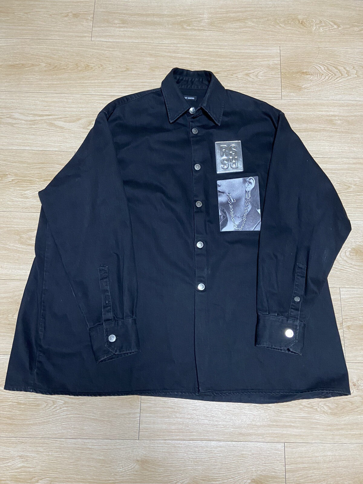 S Raf Simons ss19 oversized Big Fit Double Two patch denim shirt jackrt