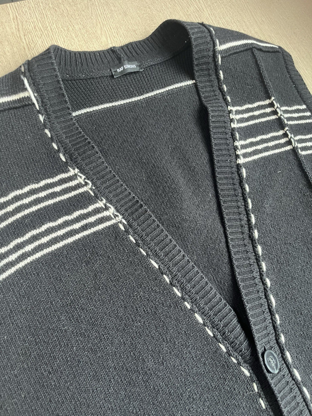 OS Raf simons oversized Heavy Weight knit sleeveless cardigan jacket