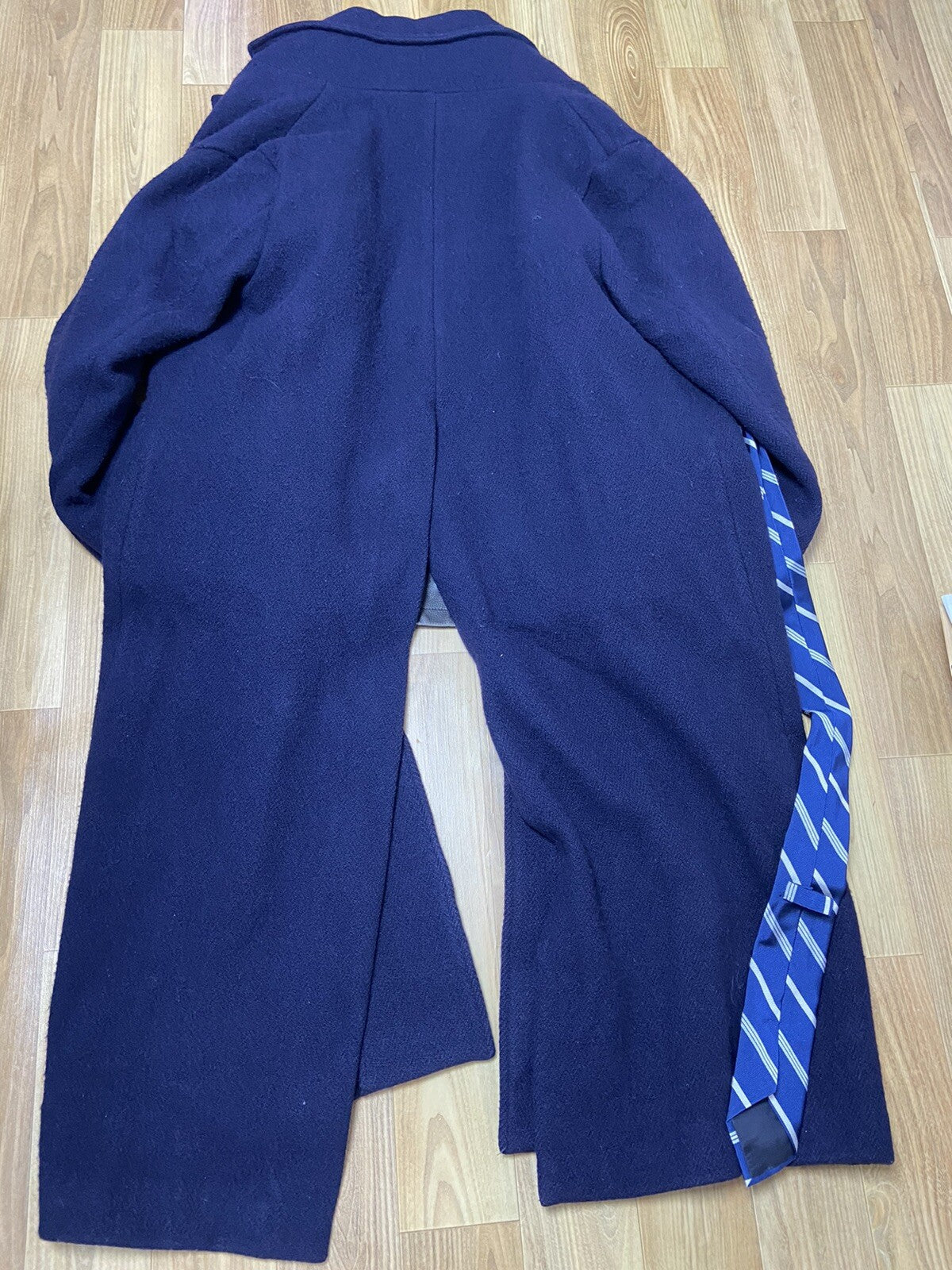Xs Vetements oversized TIE leather trim VAGABOND wool coat