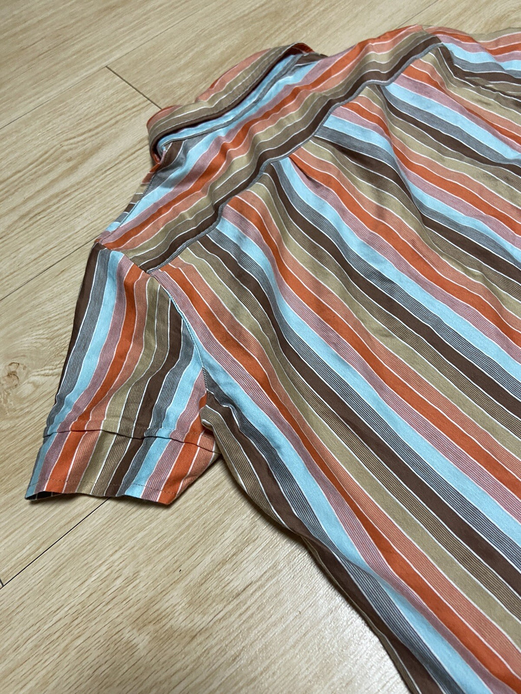 M armhole dart orange stripe button short sleeve polo shirt 90s Vintage Red