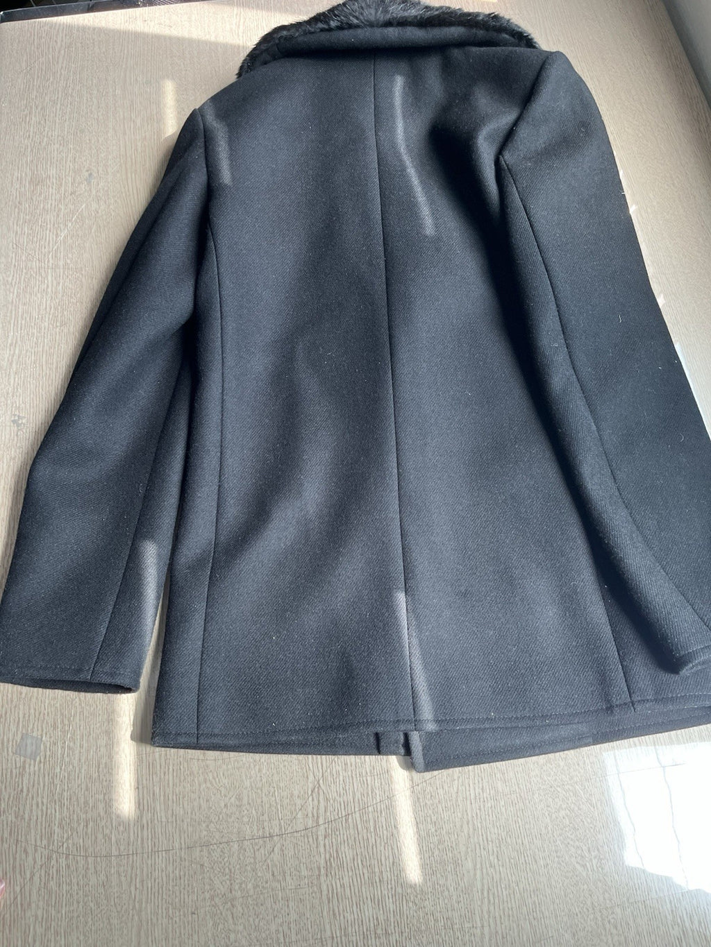 46 Saint Laurent Nutria real fur collar wool peacoat jacket