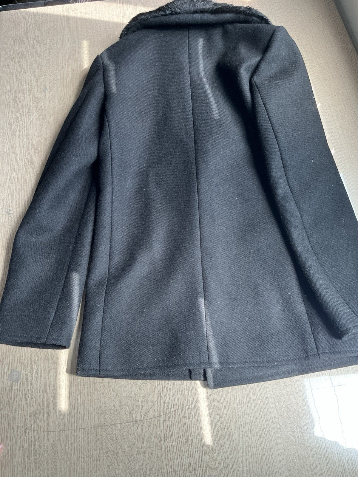 46 Saint Laurent Nutria real fur collar wool peacoat jacket