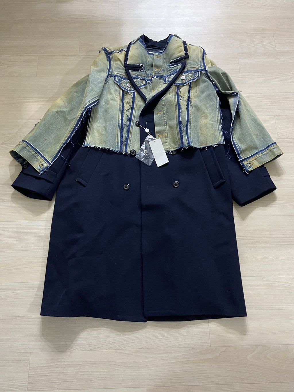 50 Maison Margiela SS22 Denim panel layered coat jacket