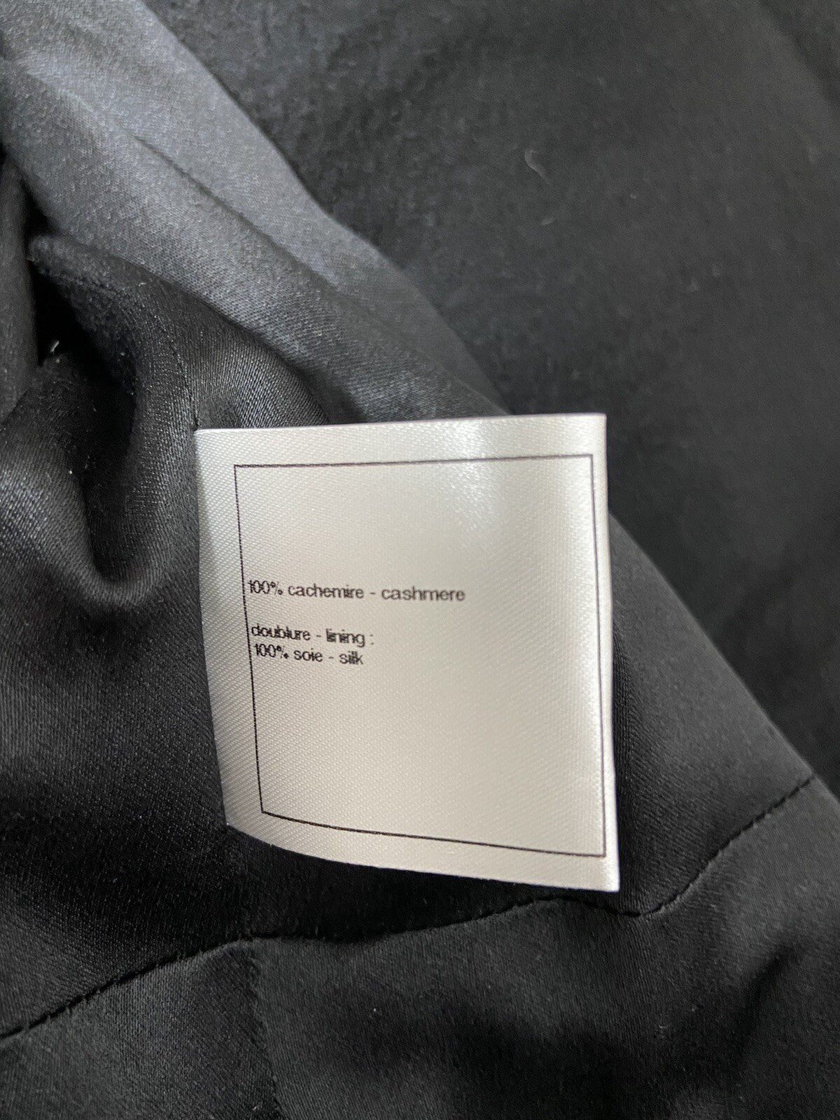 36 Chanel vintage cashmere black midi length BLACK Mandarin Collar coat Jacket