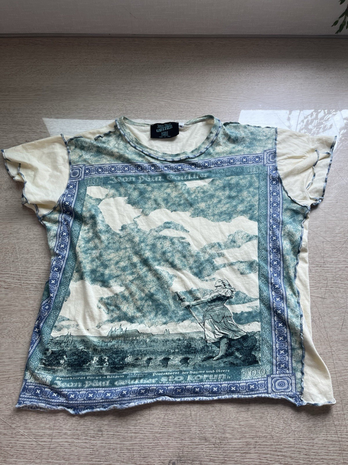 M Jean Paul Gaultier maille 90s 80s jeanne d’ark printing T shirt Short Sleeve