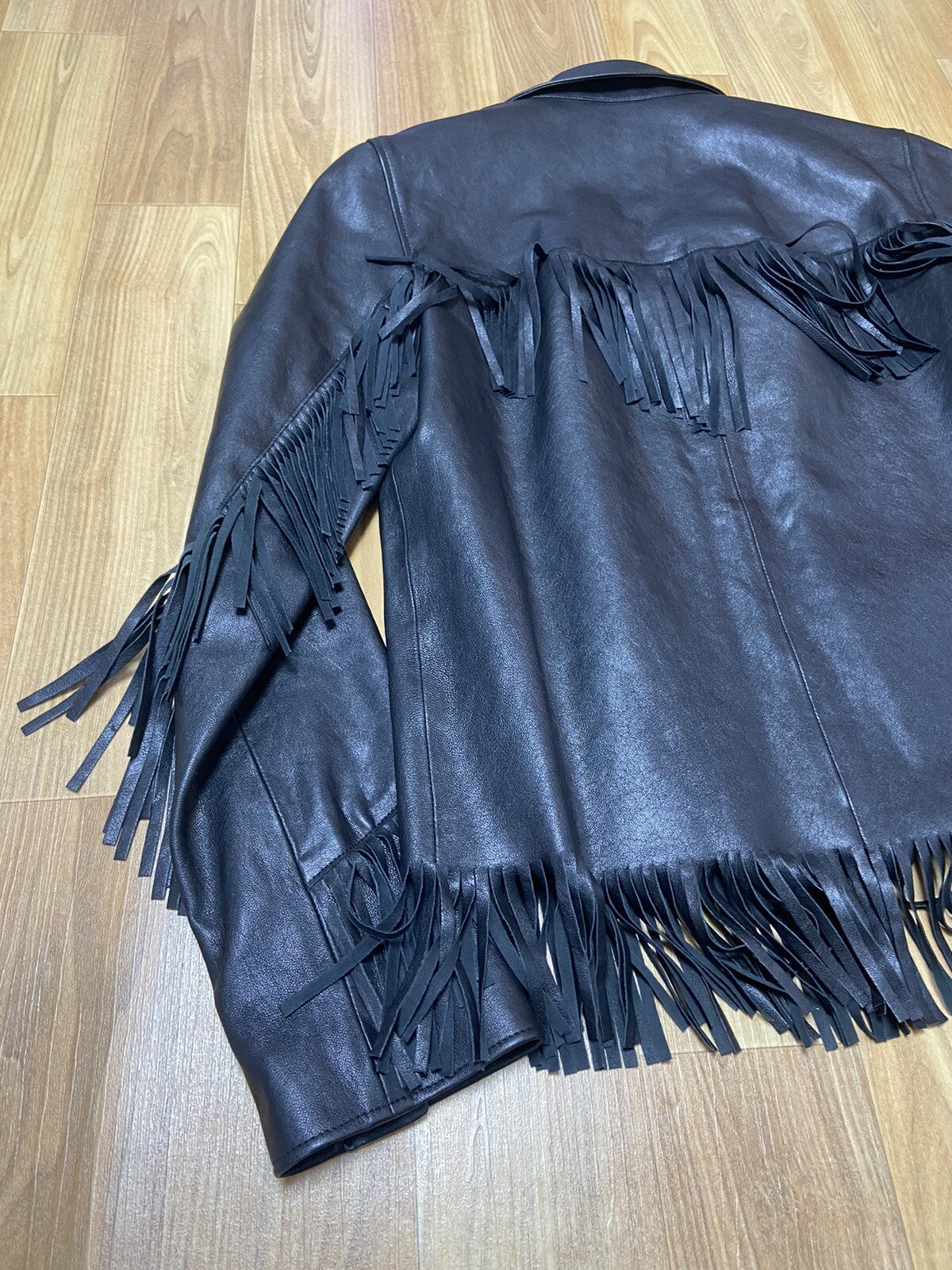 46 Saint laurent fringe leather jacket