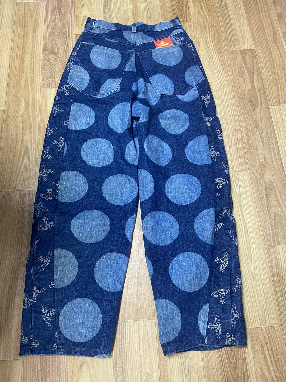 S vivienne Westwood VINTAGE Orb Polkadot Denim Pants Jeans 80s 90s