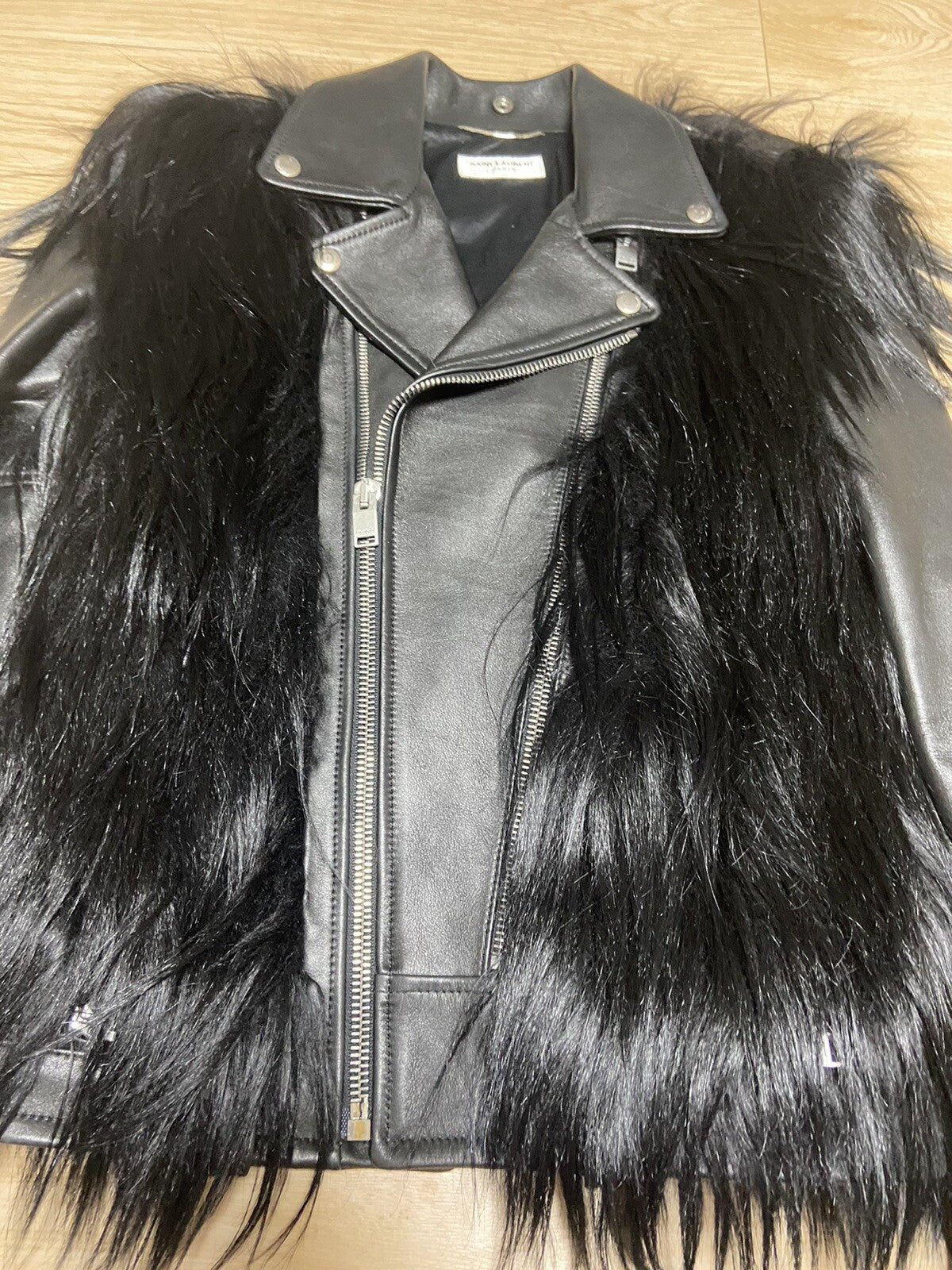 46 Saint Laurent GOAT Fur leather rider jacket