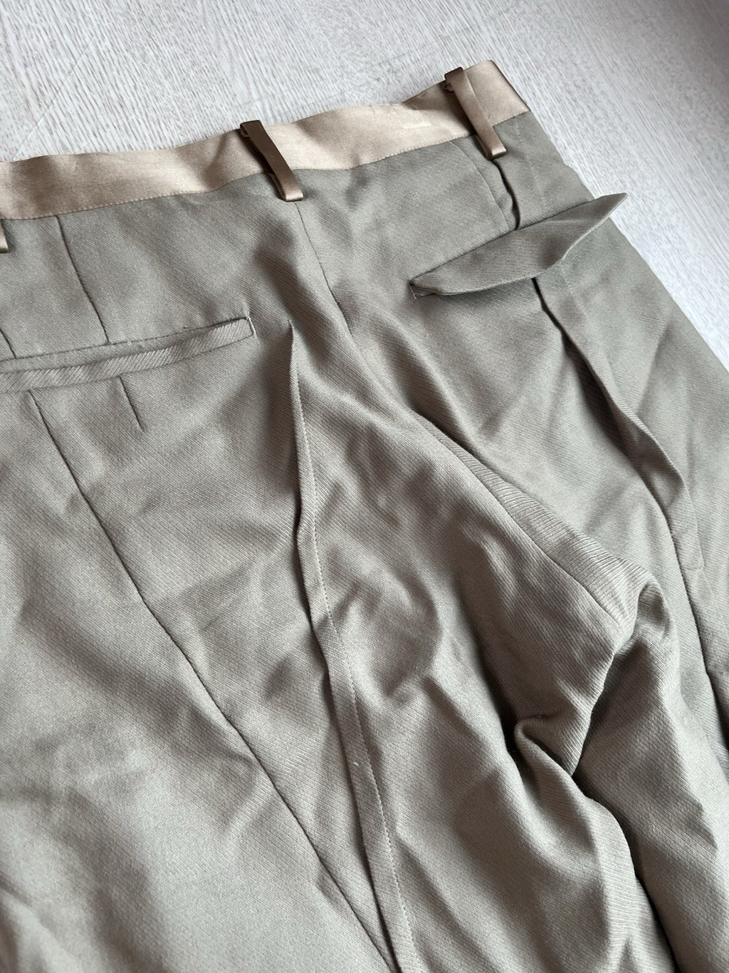 2 Undercover multi darts assymetric wool slacks pants
