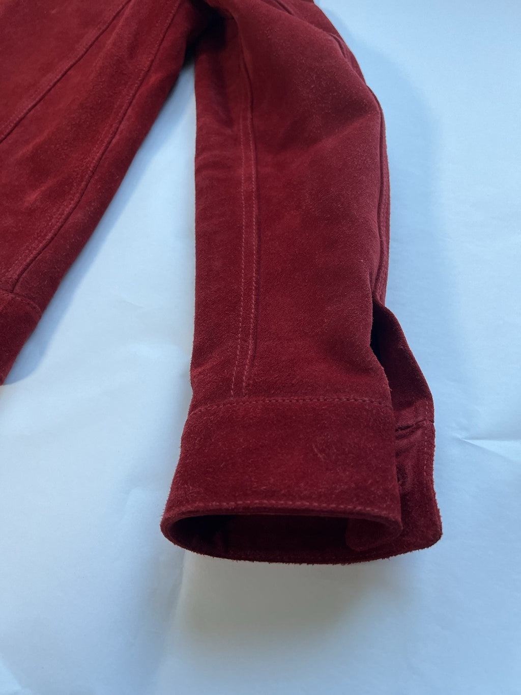 44 Saint Laurent red calf leather suede trucker jacket