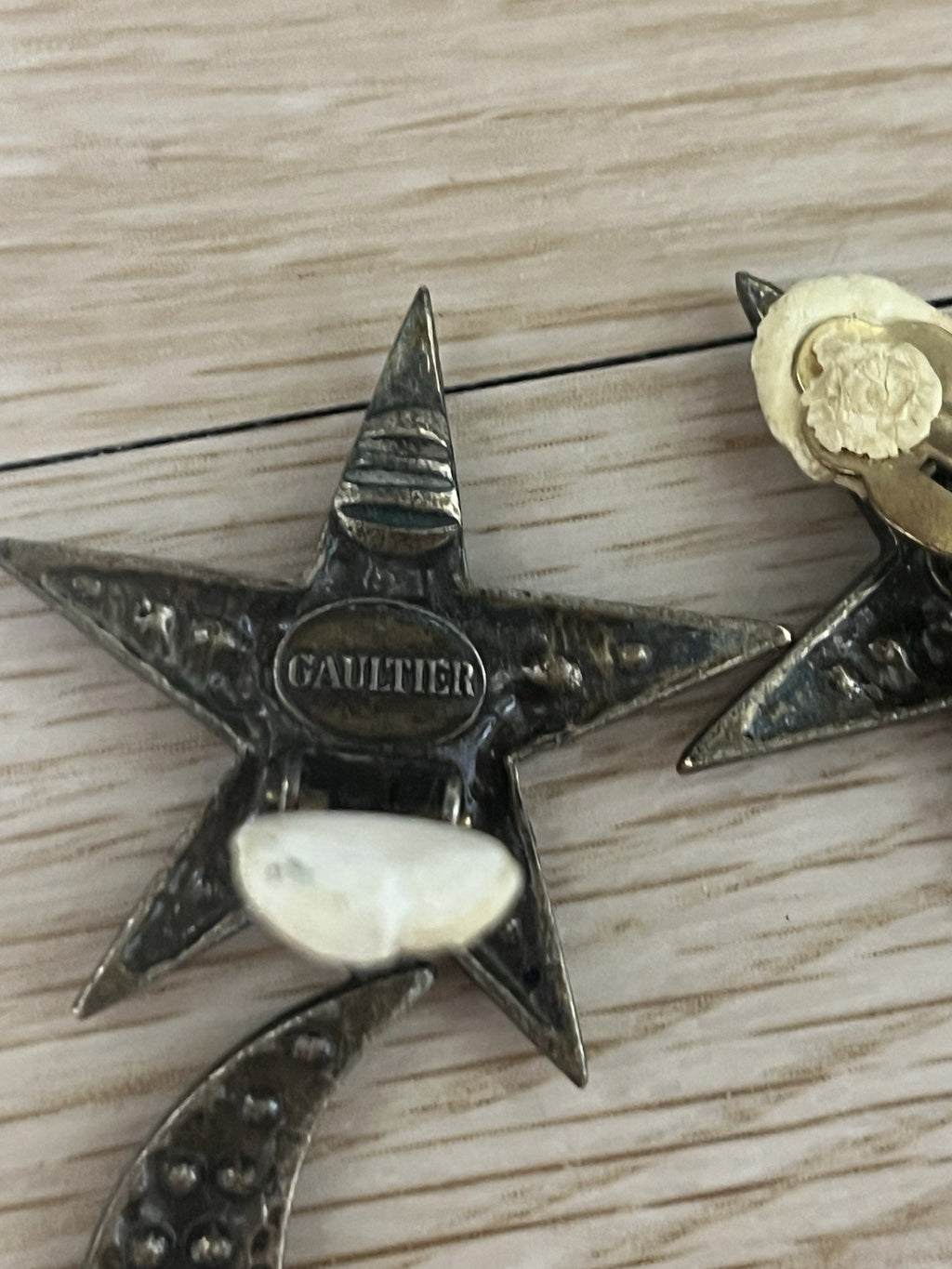 Jean Paul Gaultier VINTAGE crystal Star and Moon Clip-On earrings