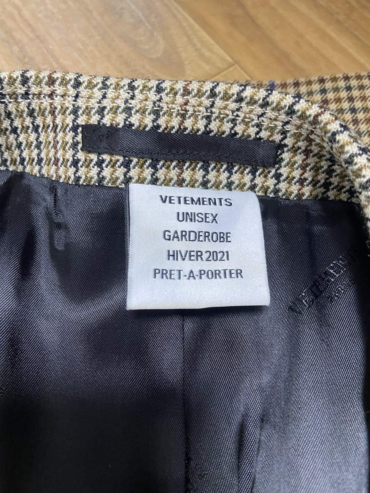 M Vetements Houndstooth Oversized two tone coat jacket