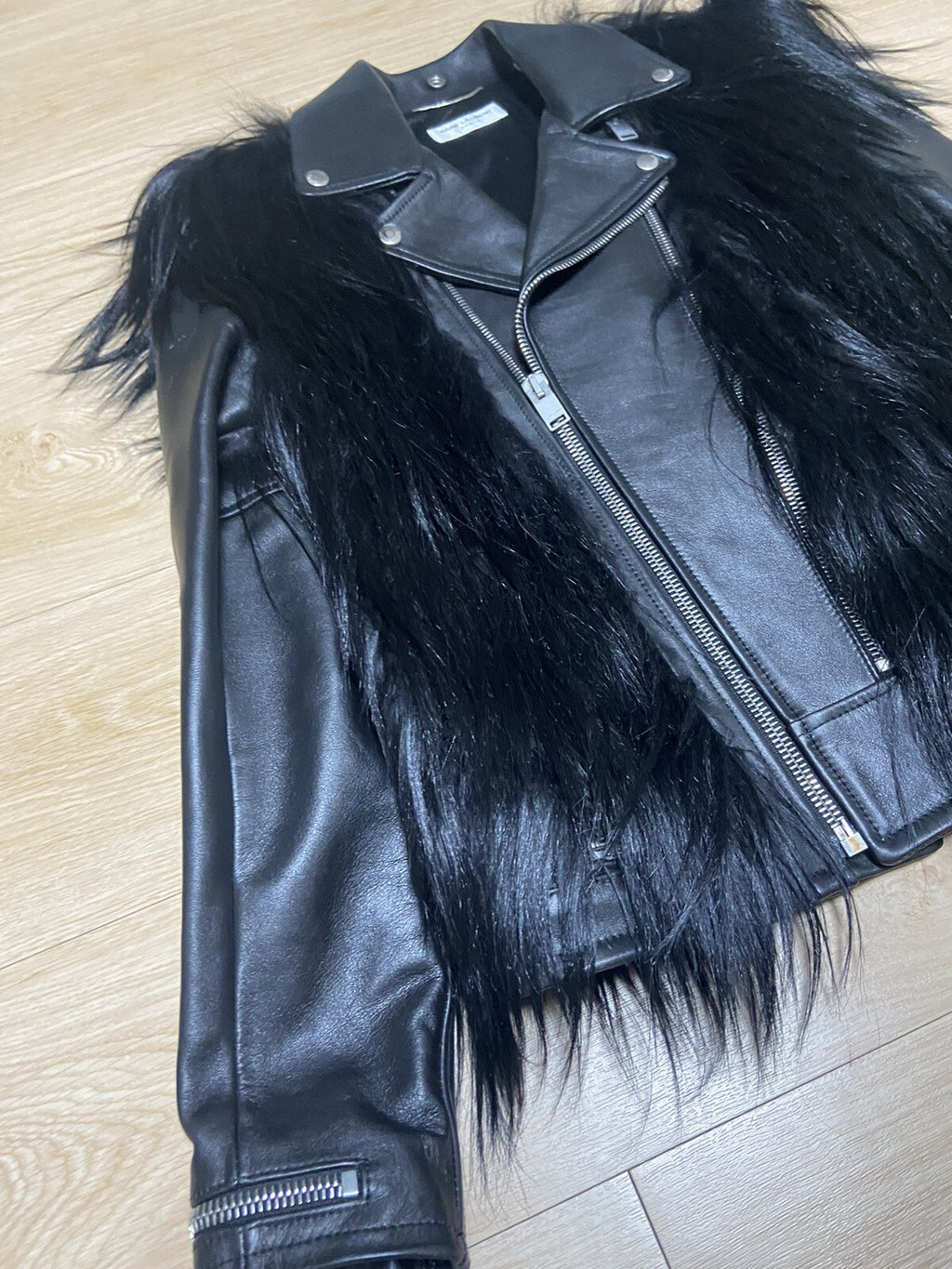 46 Saint Laurent GOAT Fur leather rider jacket