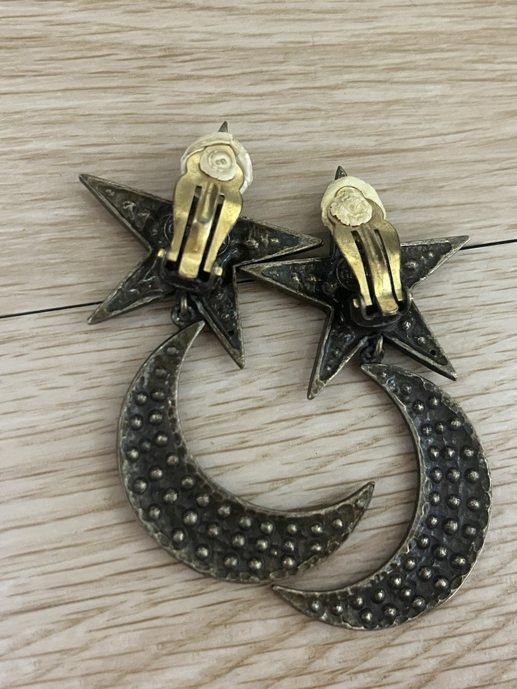 Jean Paul Gaultier VINTAGE crystal Star and Moon Clip-On earrings