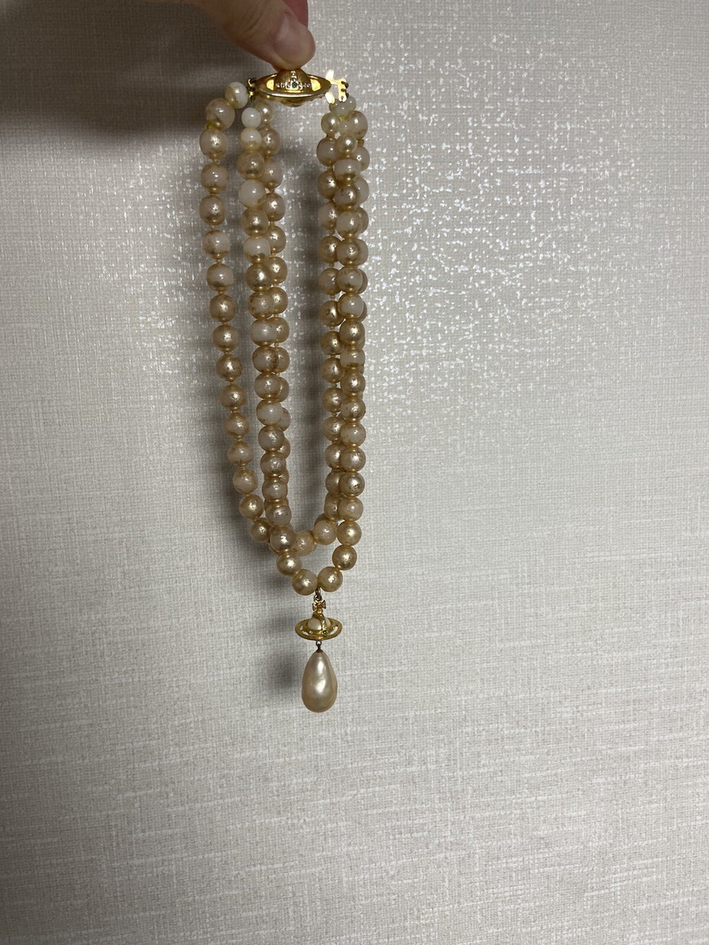 Os Vivienne westwood Vintage three pearl drop orb necklace