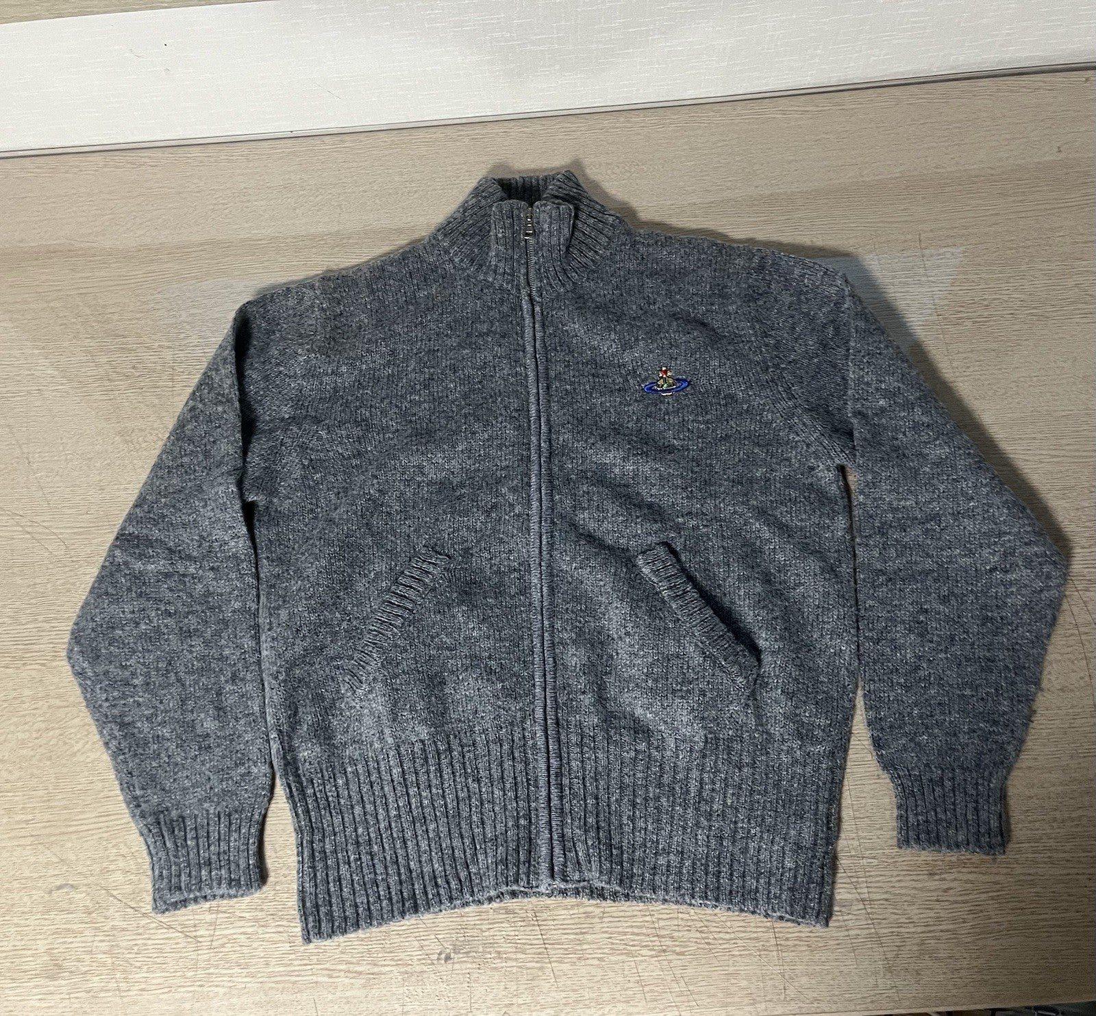 M vivienne westwood man orb logo knit zip up jacket