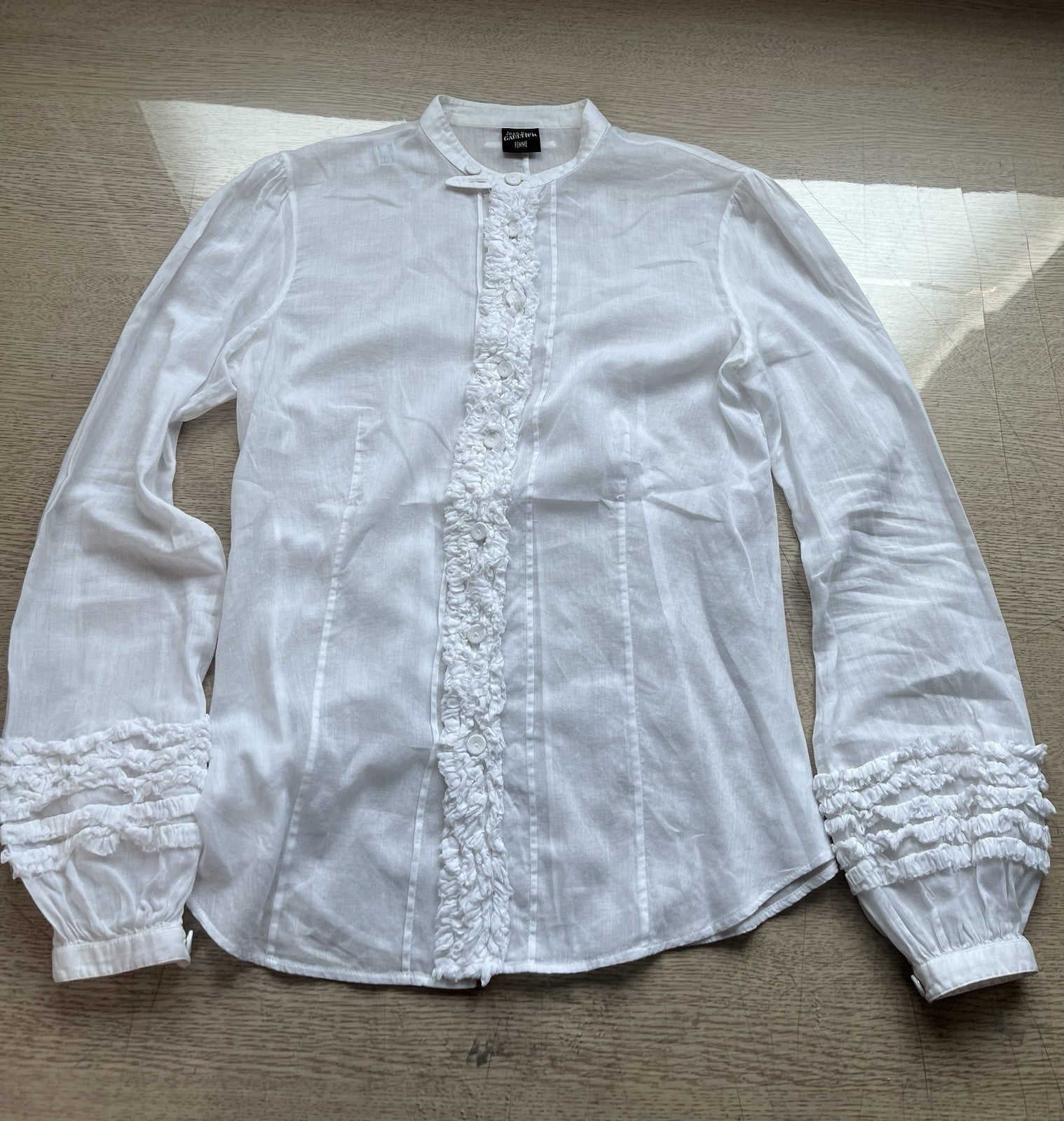 36 jean paul gaultier frill puff sleeve madarine Collar blouse Shirt