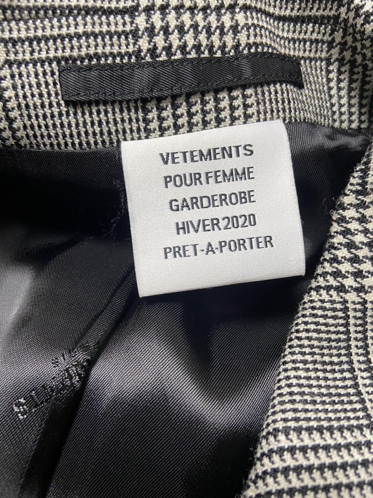 XS Vetements Houndstooth Oversized arm-cutten blazer jacket