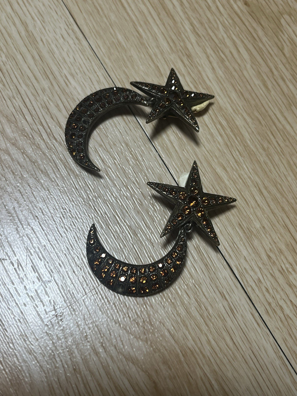 Jean Paul Gaultier VINTAGE crystal Star and Moon Clip-On earrings