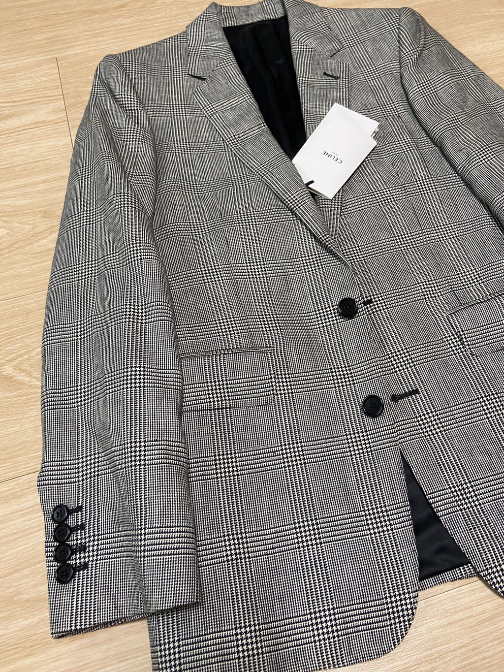 44 Celine Prince Of Wales houndstooth blazer suit jacket. HEDI SLIMANE