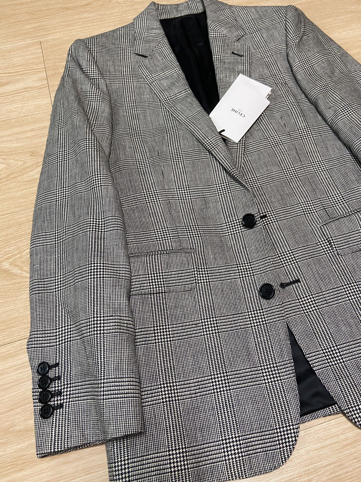 44 Celine Prince Of Wales houndstooth blazer suit jacket. HEDI SLIMANE