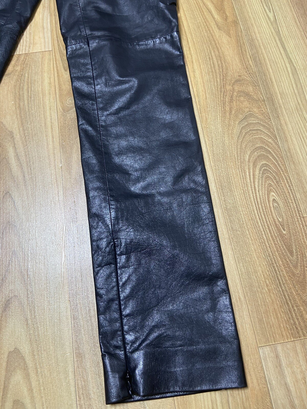 34 Chanel Calfskin leather side zipper biker pants jeans