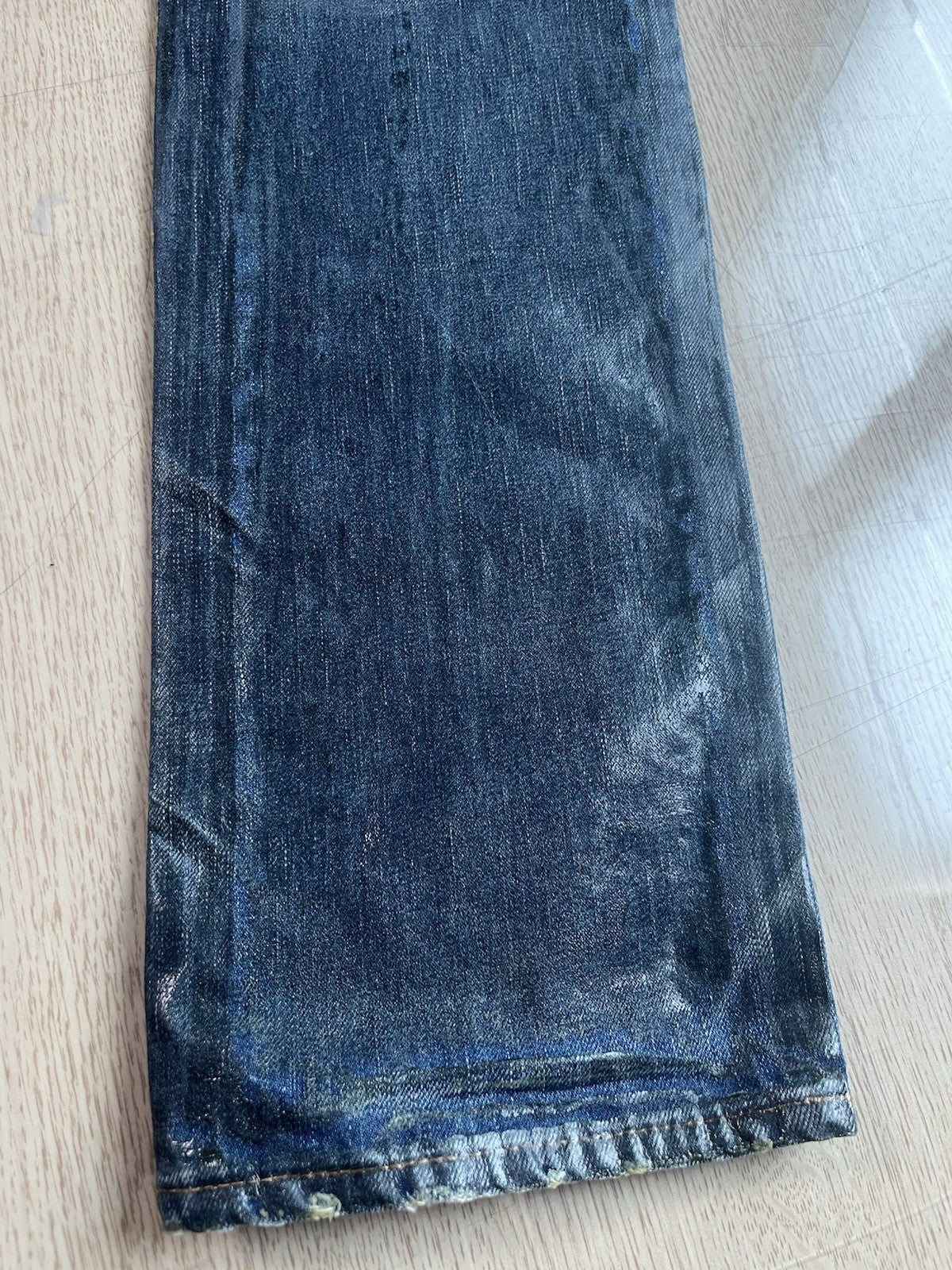 31 dior homme mud wax coated clawmarks Straight Fit denim pants jeans