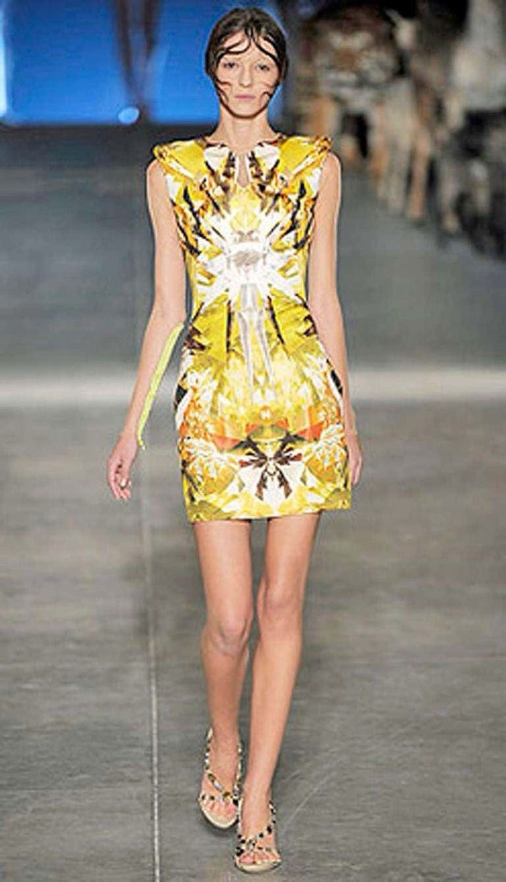 42 Alexander Mcqueen Ss09 Natural Distinction kaleidoscope Printing Silk Dress