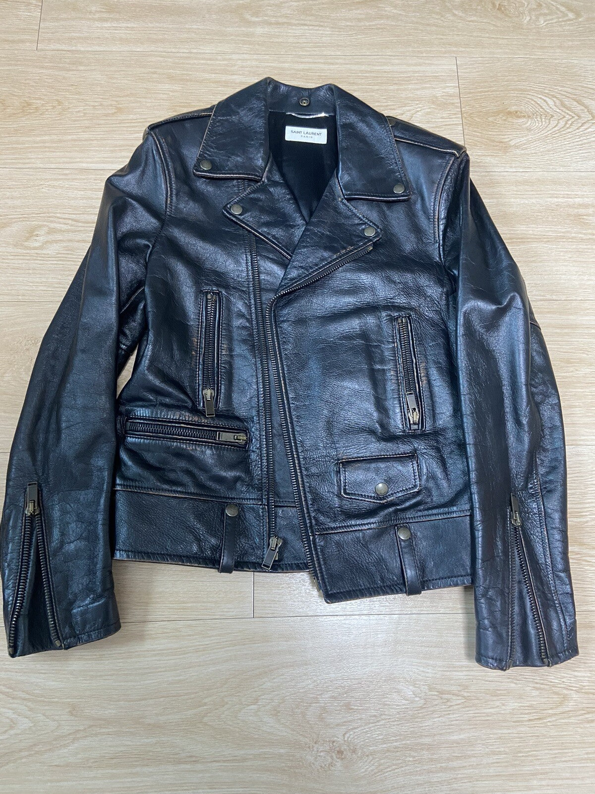 46 Saint Laurent 1971 printing L01 rider leather jacket
