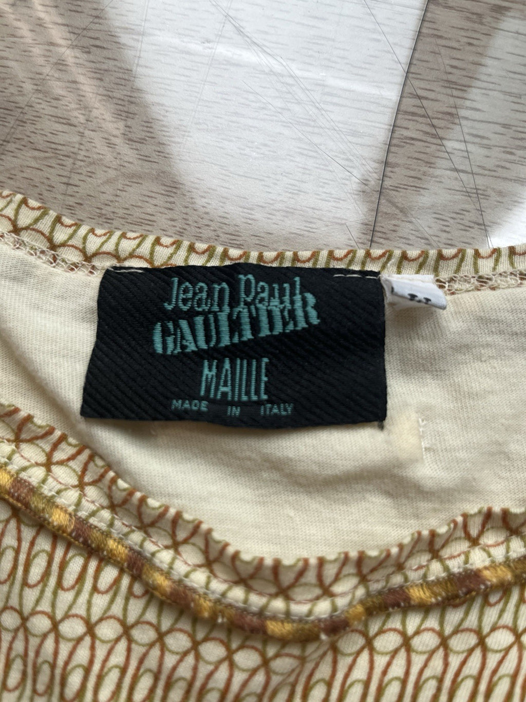 M Jean Paul Gaultier maille 90s 80s Vintage kirin printing T shirt Short Sleeve