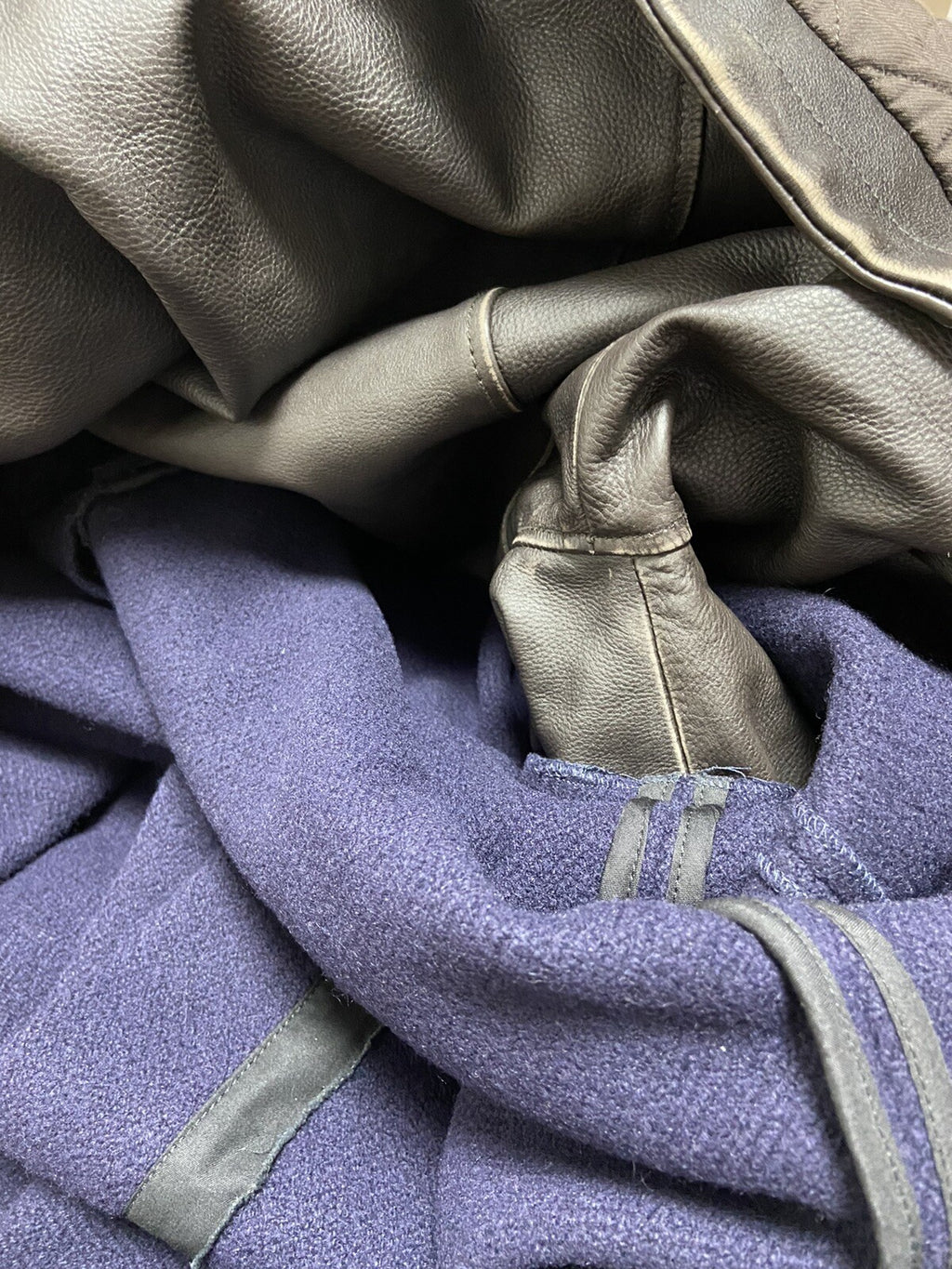 Xs Vetements oversized TIE leather trim VAGABOND wool coat