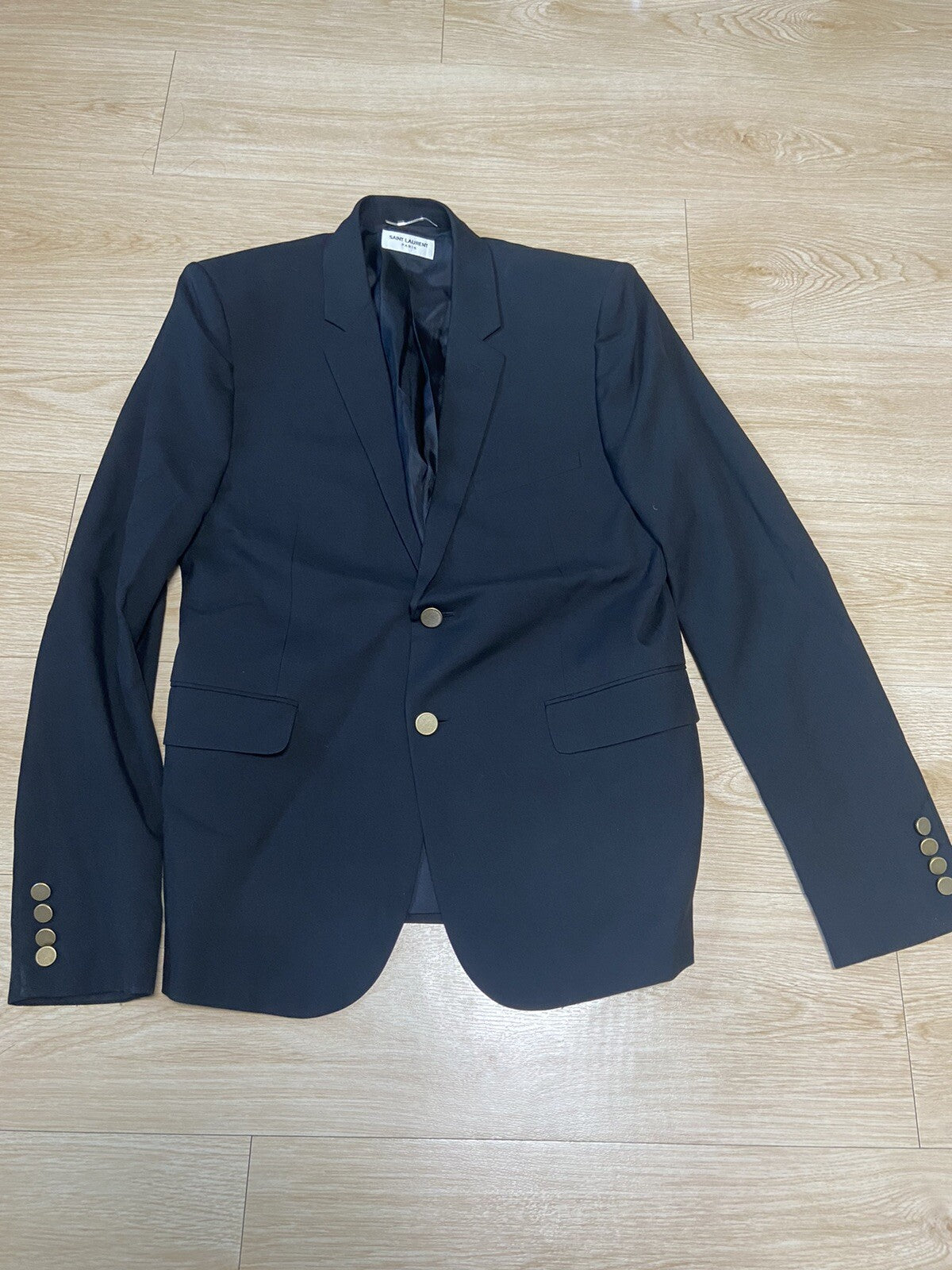 54 Saint Laurent ss17 gold button wool blazer suit Jacket