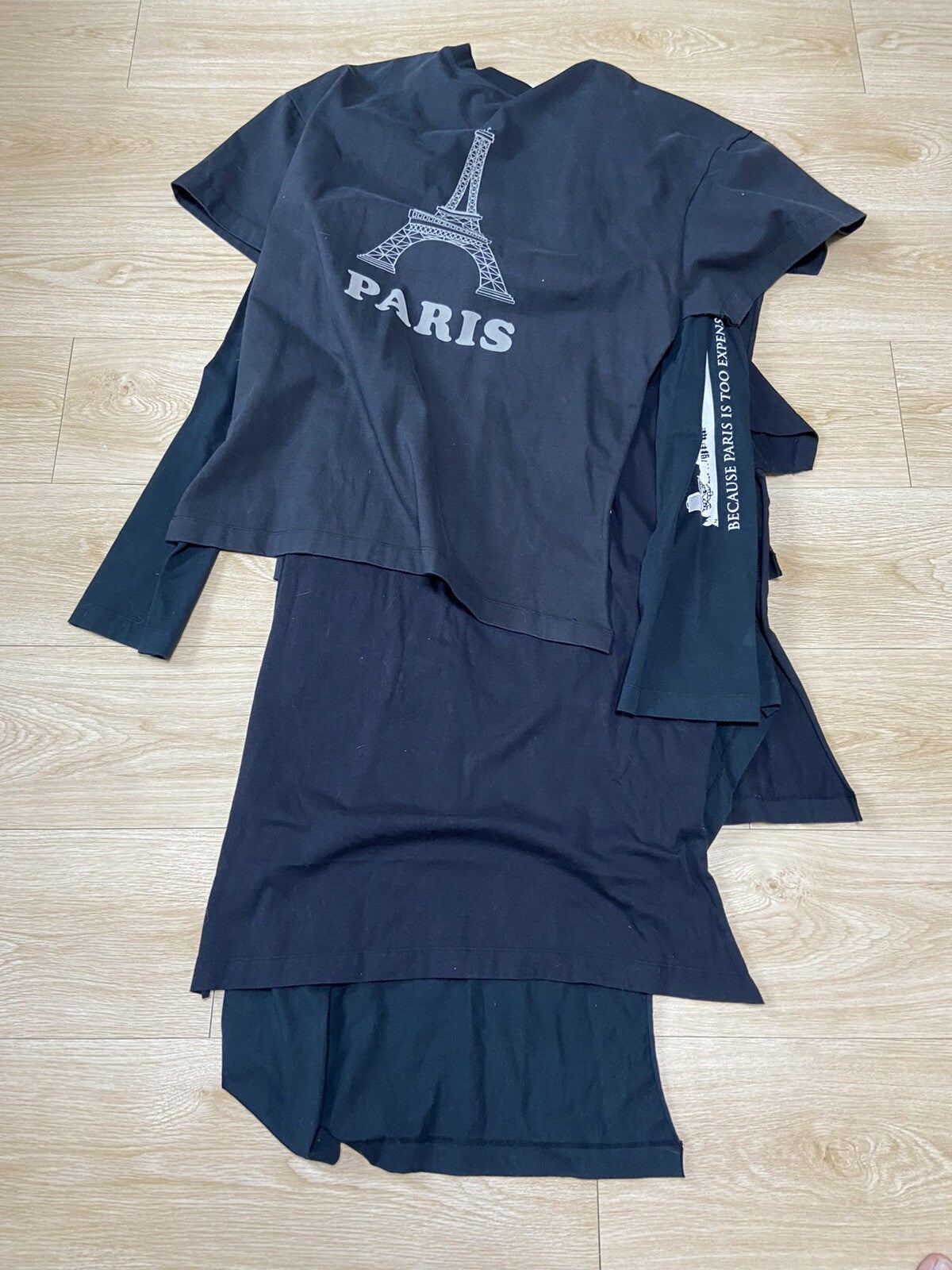 S Vetements PARIS Layered oversized long sleeve shirt dress