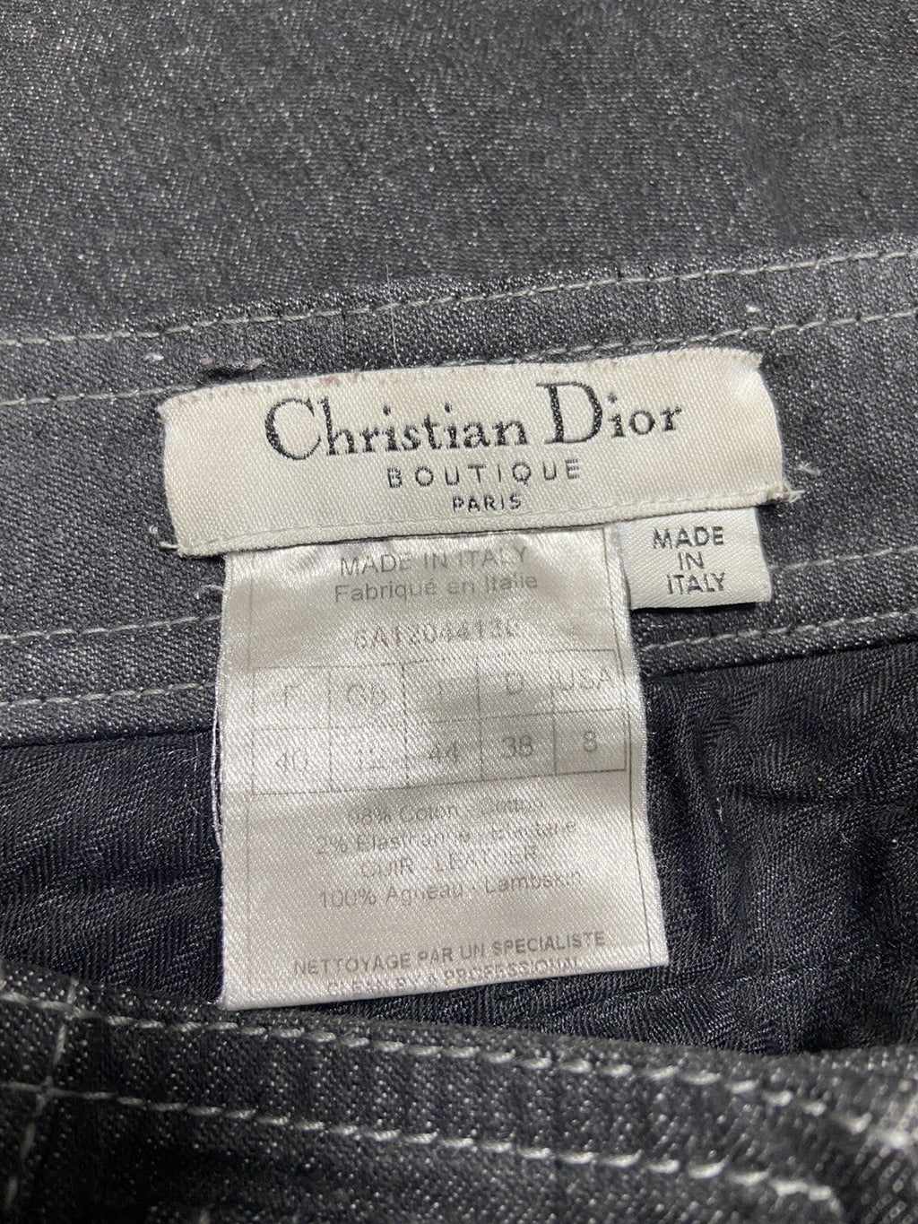 40 Christian Dior Leather trimmed denim pamts jeans