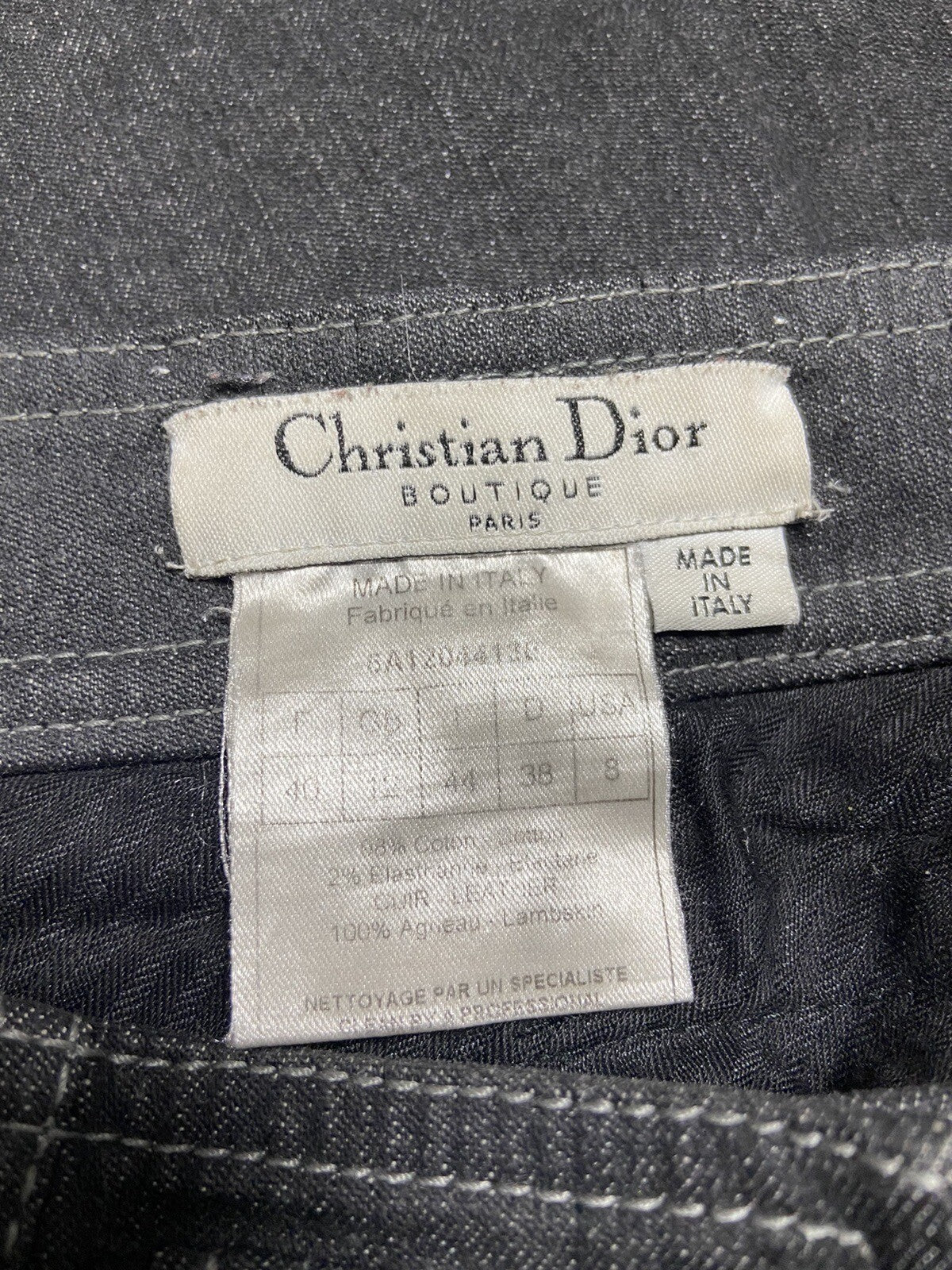 40 Christian Dior Leather trimmed denim pamts jeans