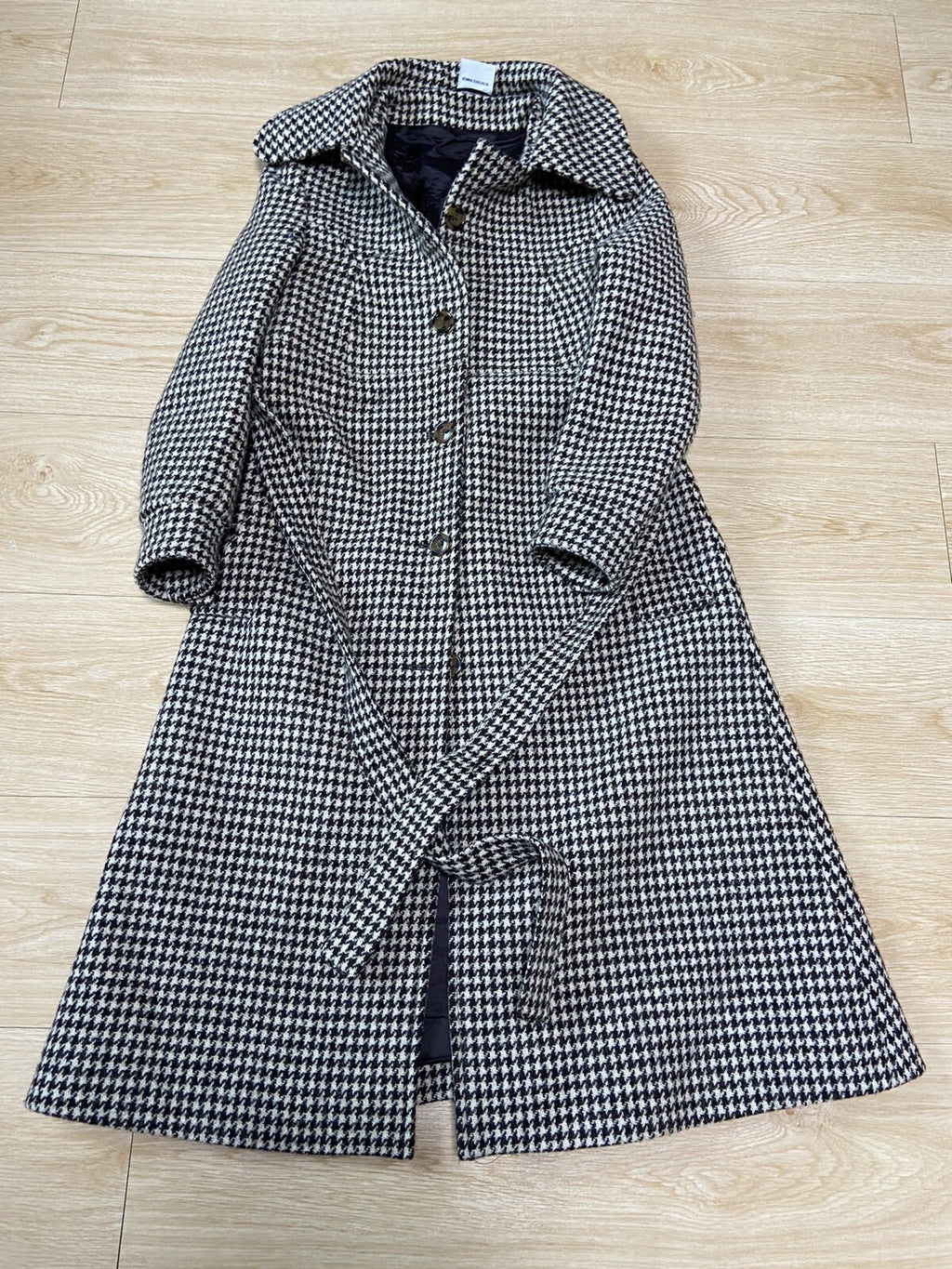 XS Vetements fw16 houndtooth wool belted trench coat