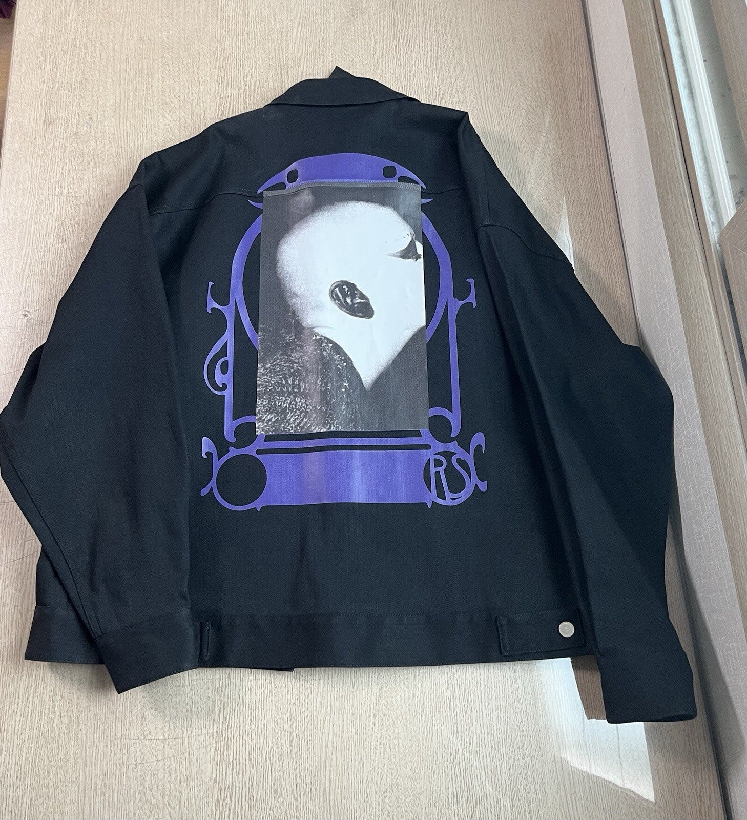 BNWT) M Raf simons oversized bold head Printing ring denim jacket