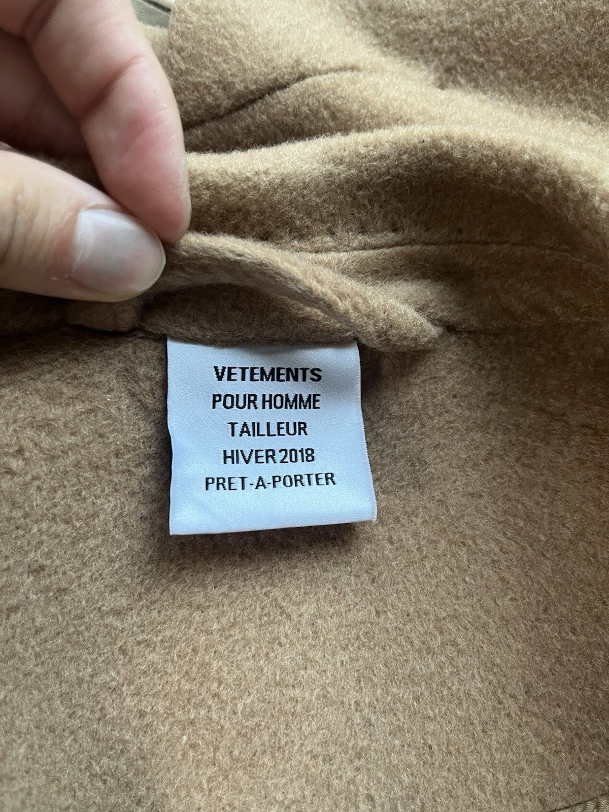 XS Vetements fw17 baby camel wool double breasted coat