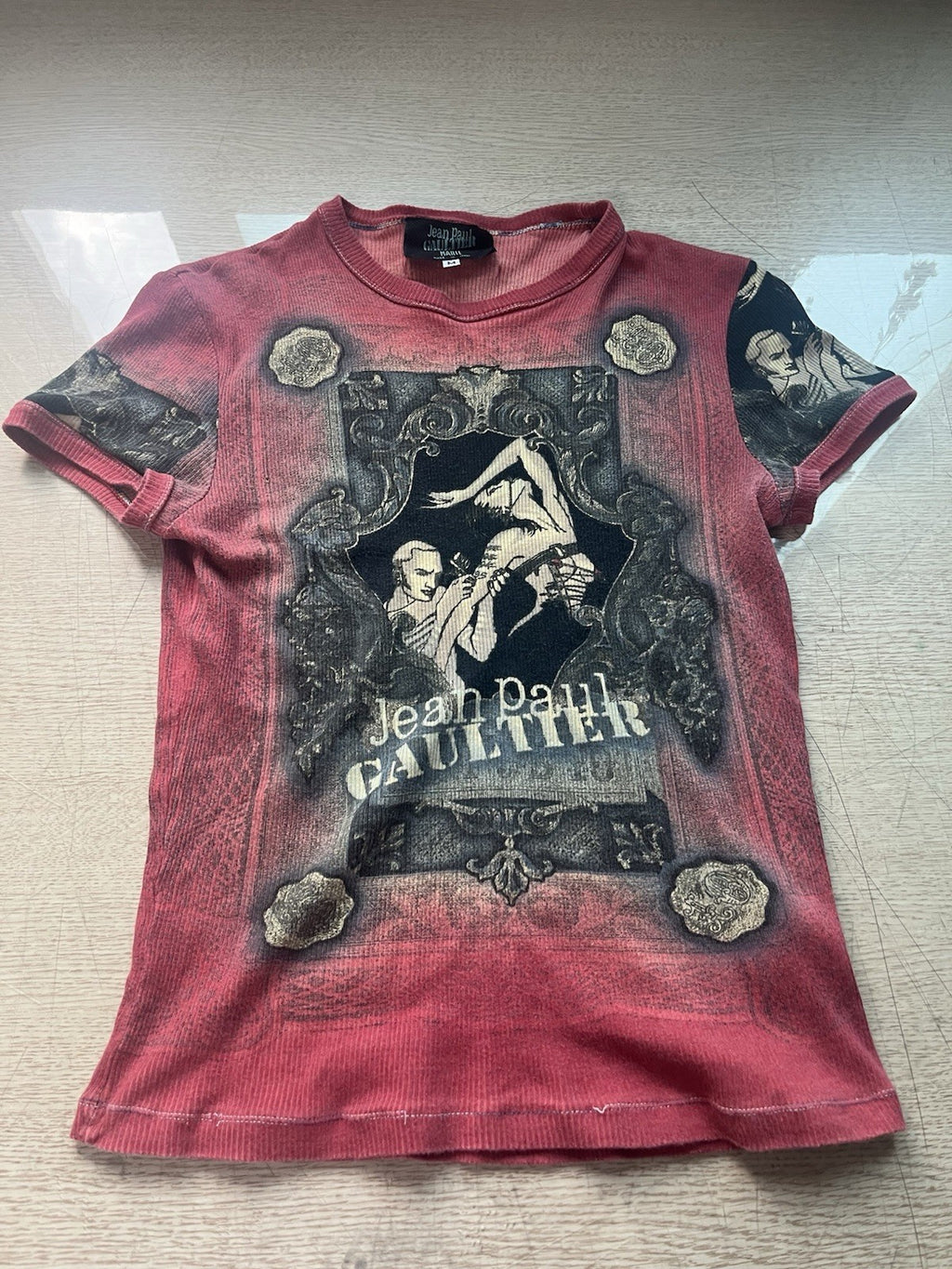 M Jean Paul Gaultier Maille Italy Tattooist power net rib t shirt Vintage