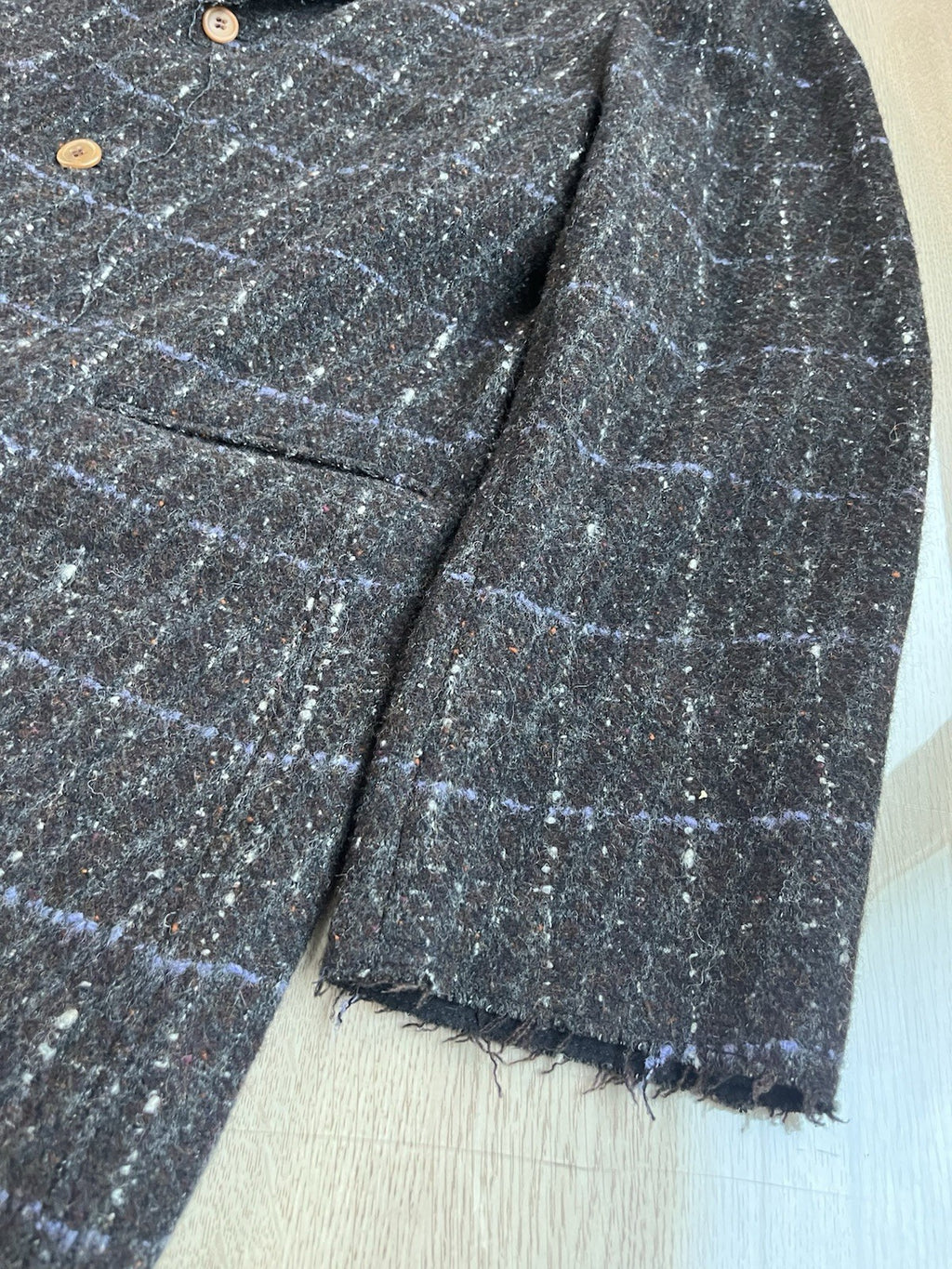 L Comme Des Garcons homme plus tweed leather collar blazer jacket