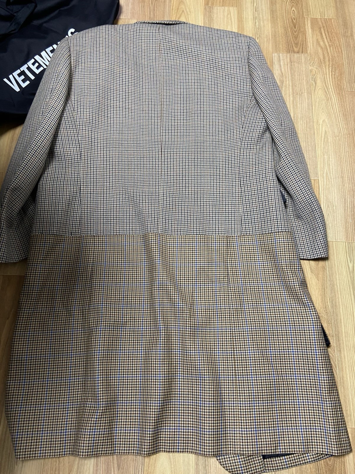 M Vetements Houndstooth Oversized two tone coat jacket