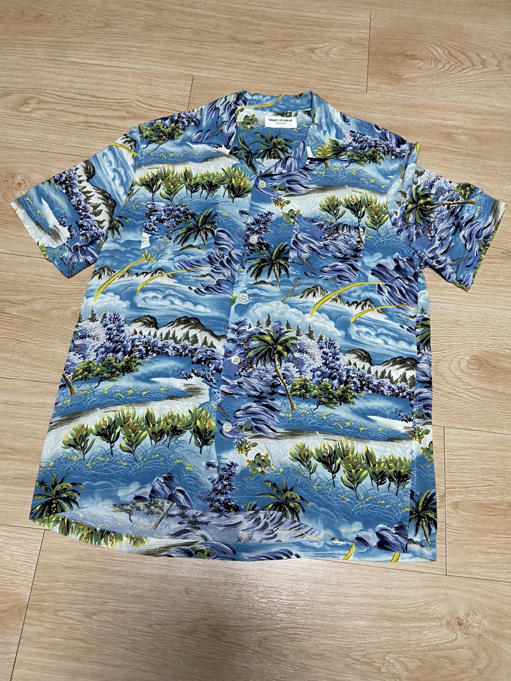 38 Saint Laurent 16ss surf sound hawaiian button up shirt