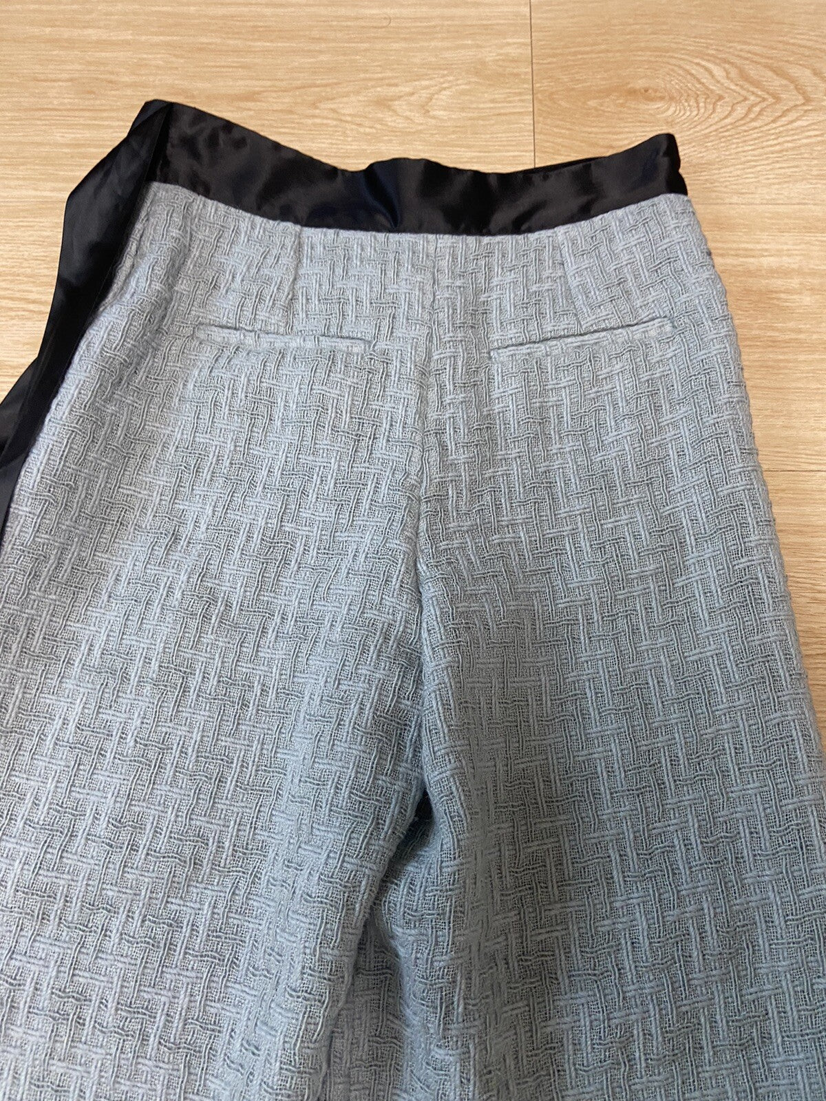 38 Chanel Waist bend ribbon wool tweed wide pants