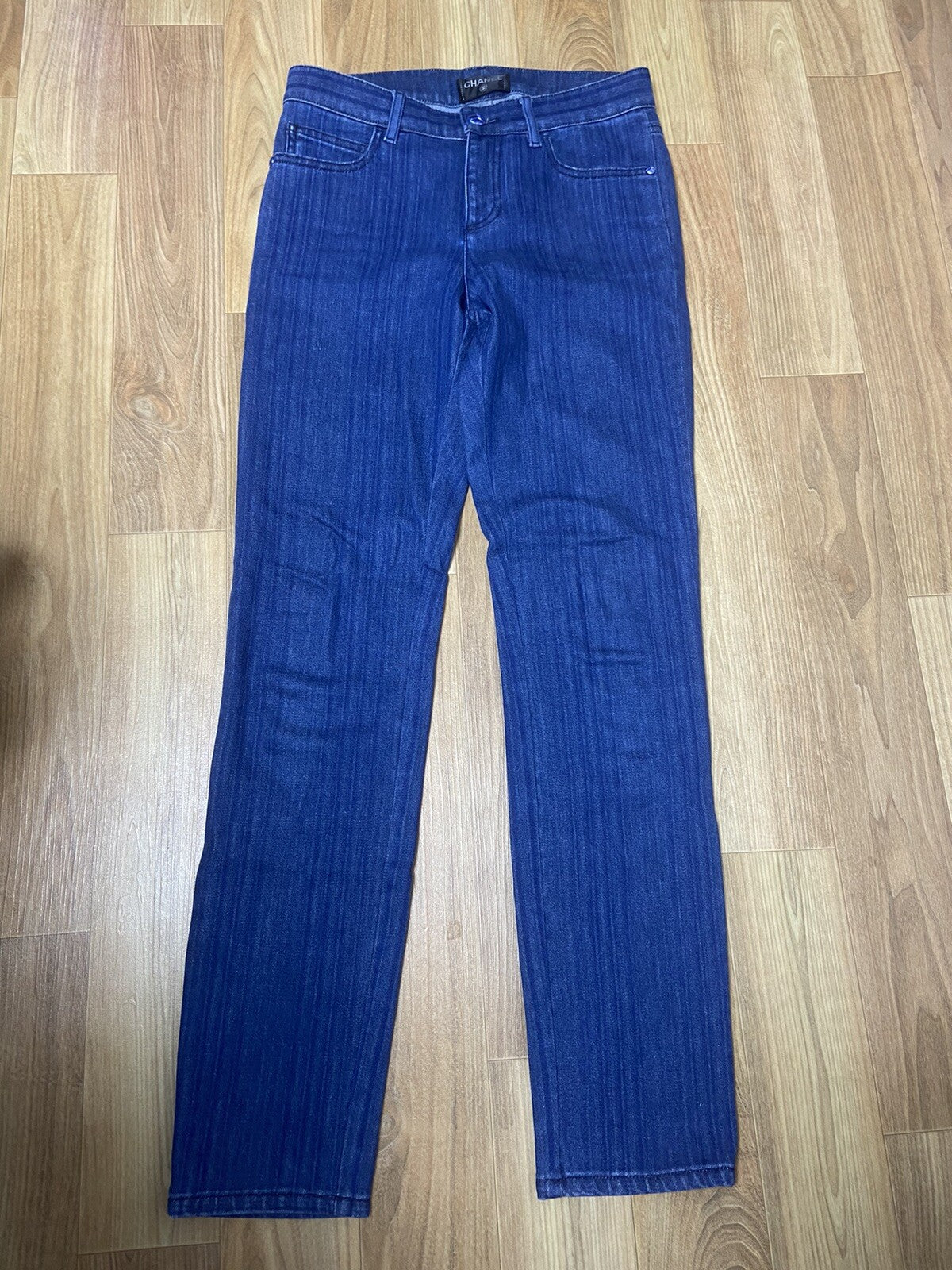 36 Chanel striped washing denim pants jeans