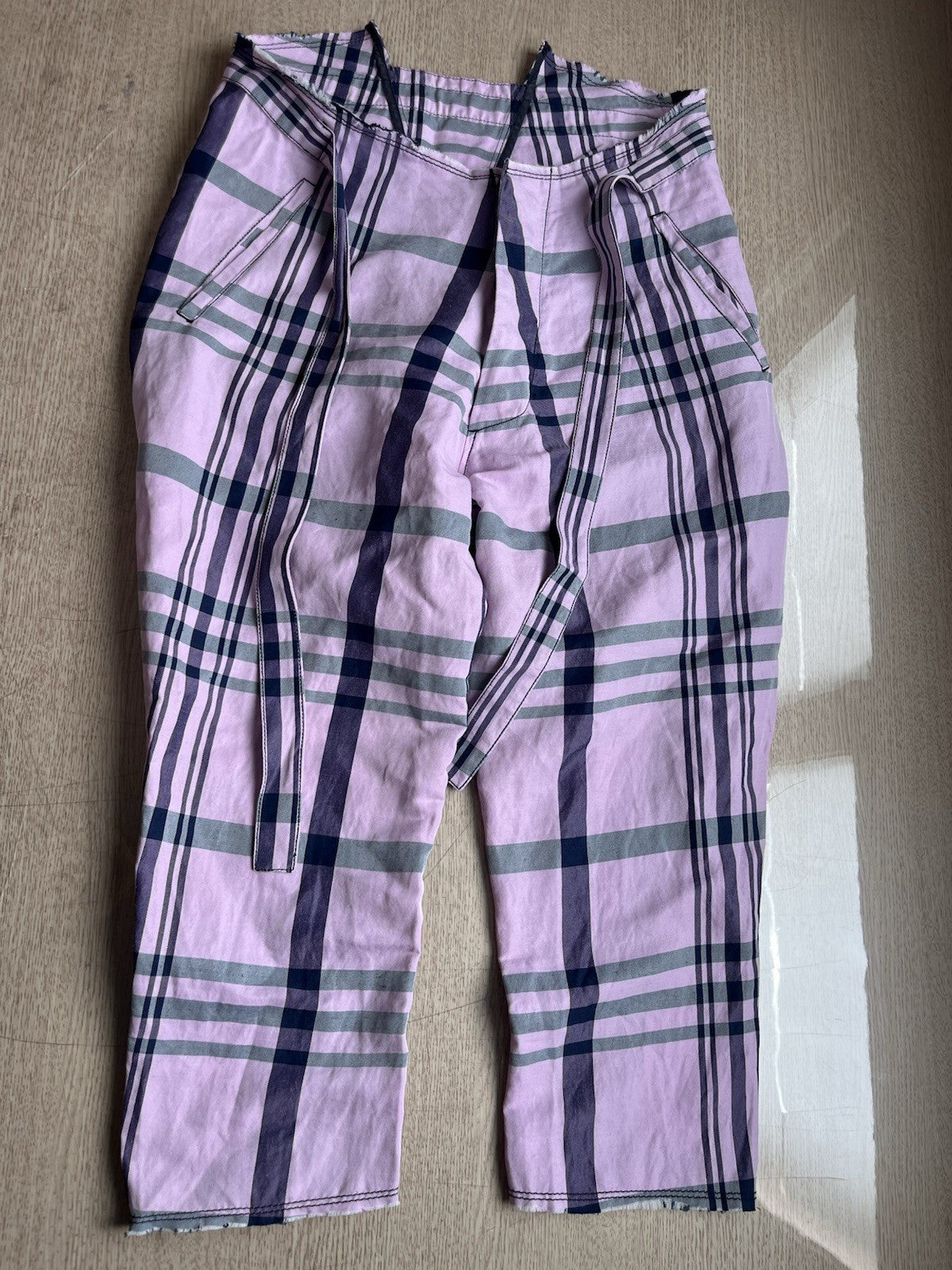 M Vivienne westwood tartan raw hem belted harem pants