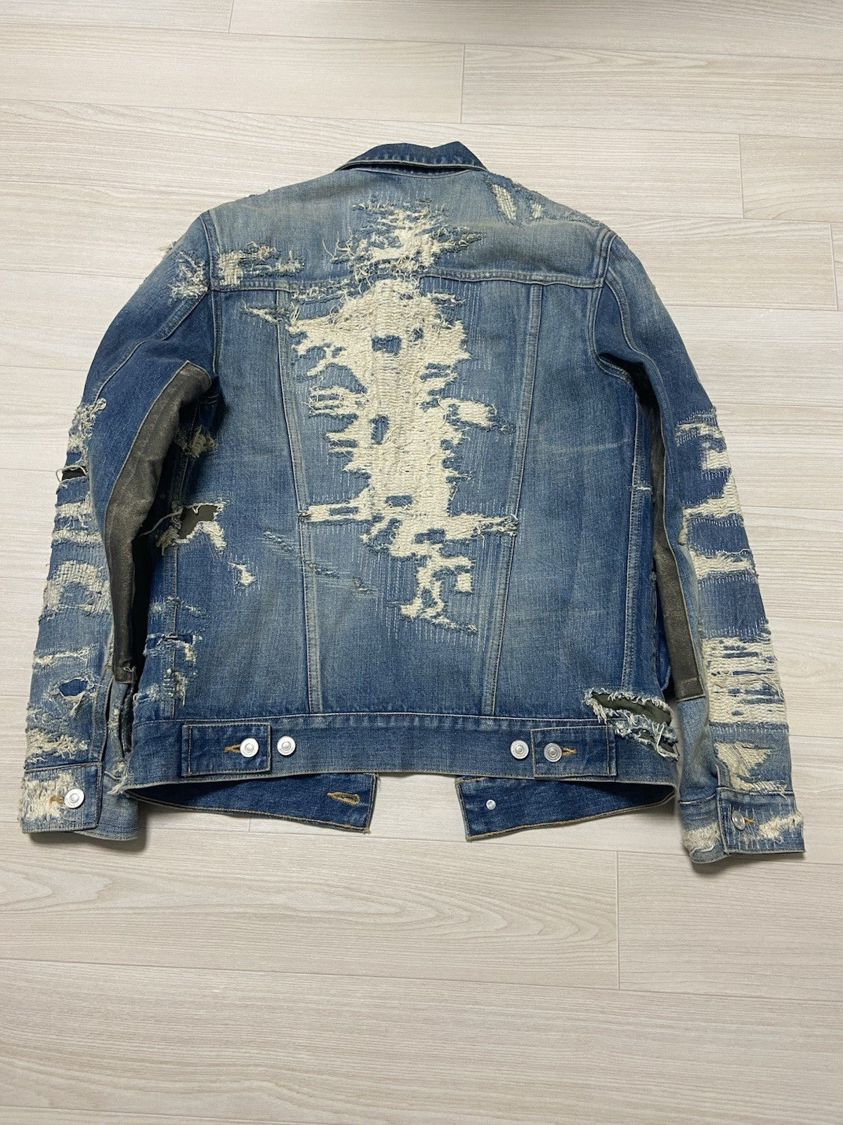 S Givenchy Distressed moleskin boro denim jacket