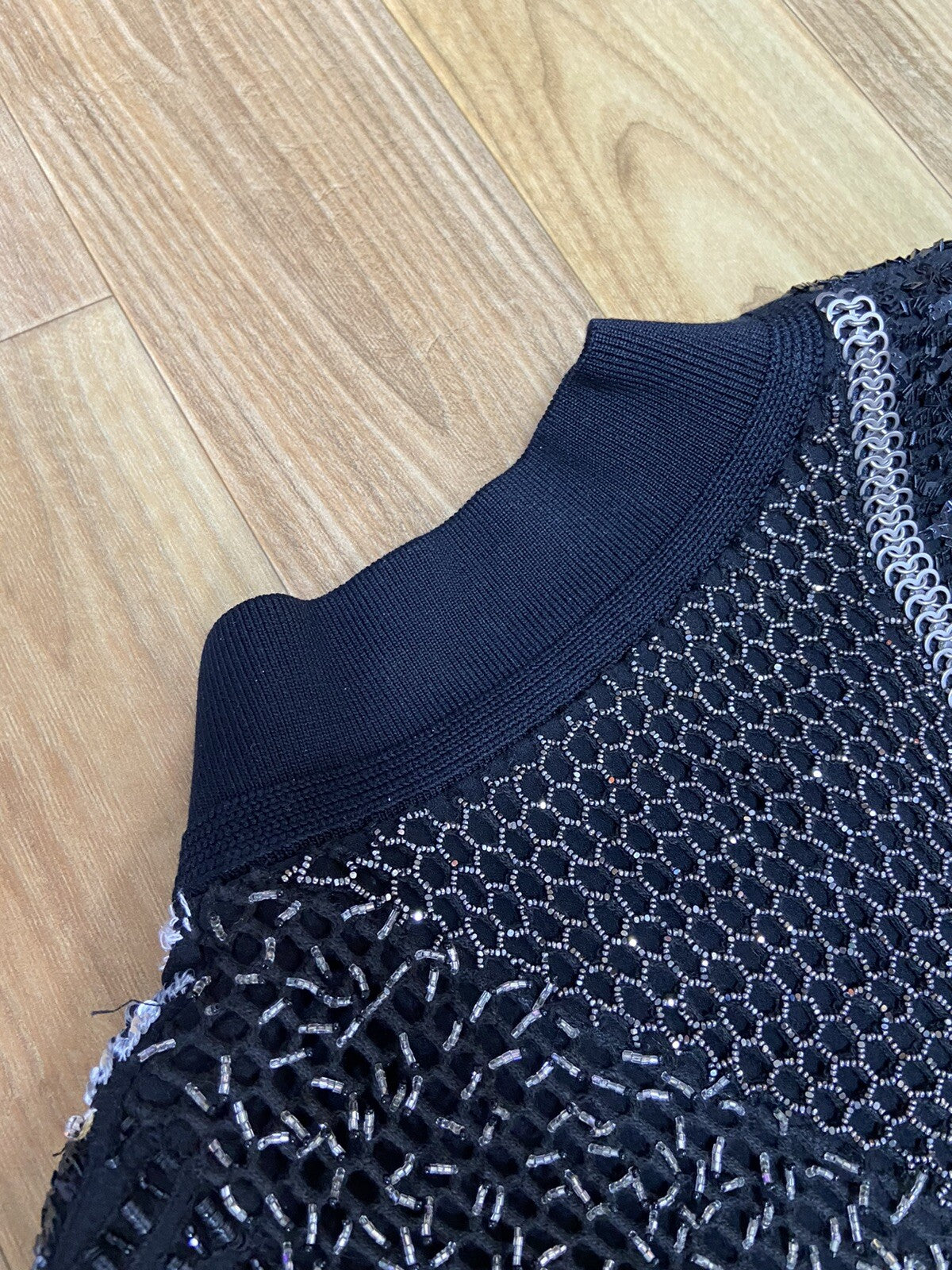 1/? 46 48 Saint Laurent Hedi Era Patchwork sequin Embellished bomber jacket